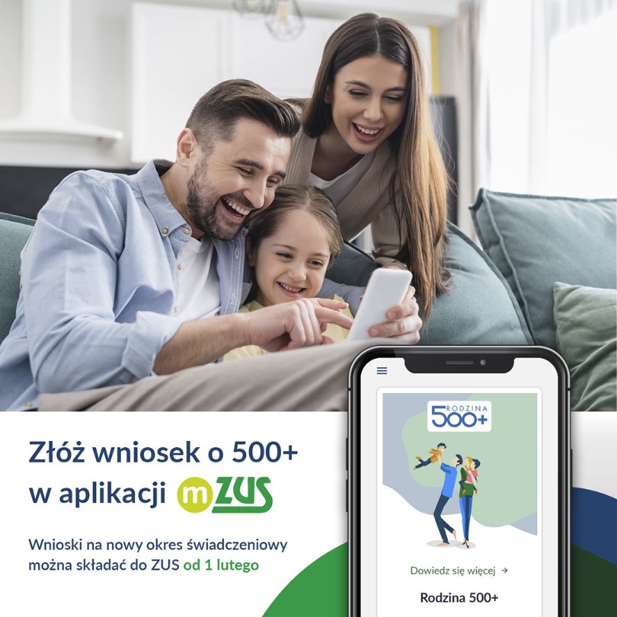 Plakat informujący o aplikacji MZUS