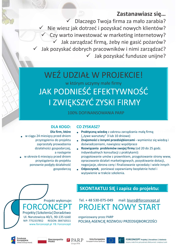 Bezpłatne szkolenie dla przedsiębiorców - plakat