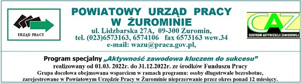 Logo programu specjalnego aktywność zawodowa kluczem do sukcesu