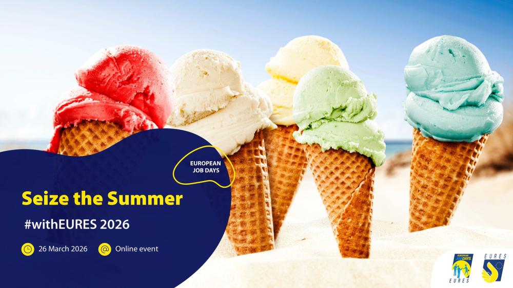 wakacje z EURES 2026 -plakat lody